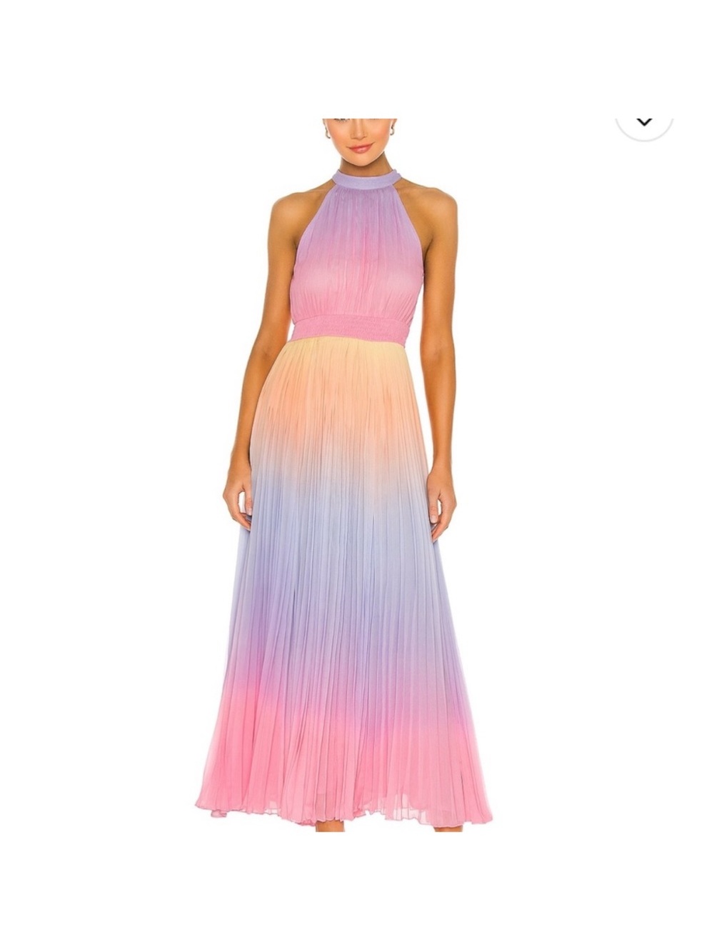 Rococo Sand Halter Ombre Maxi Dress in Pink Peach Lavender